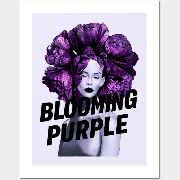 Blooming Purple Flower Head Woman Power Wall Art by Ravenglow